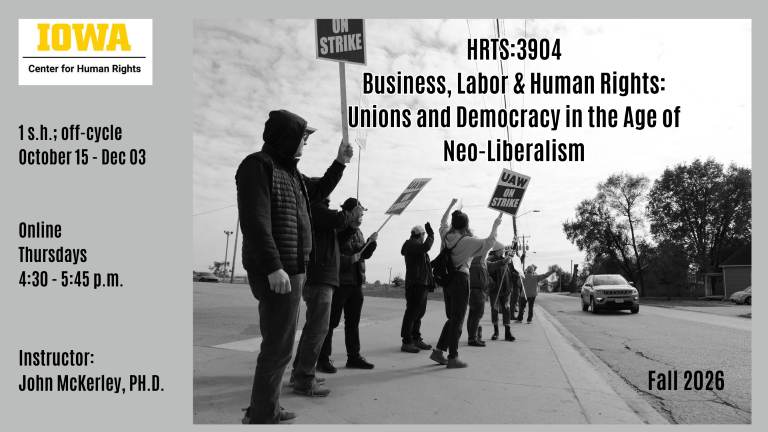 course poster Business, Labor and Human Rights