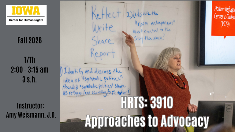 course poster Approaches to Advocacy