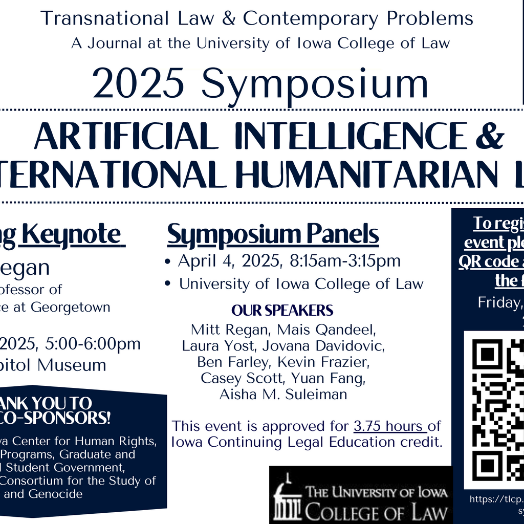 TLCP Symposium: AI & International Humanitarian Law promotional image
